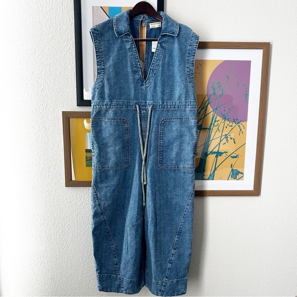 NWT Free People Lantana Cropped Denim Coverall Jumpsuit - Picture 4 of 7